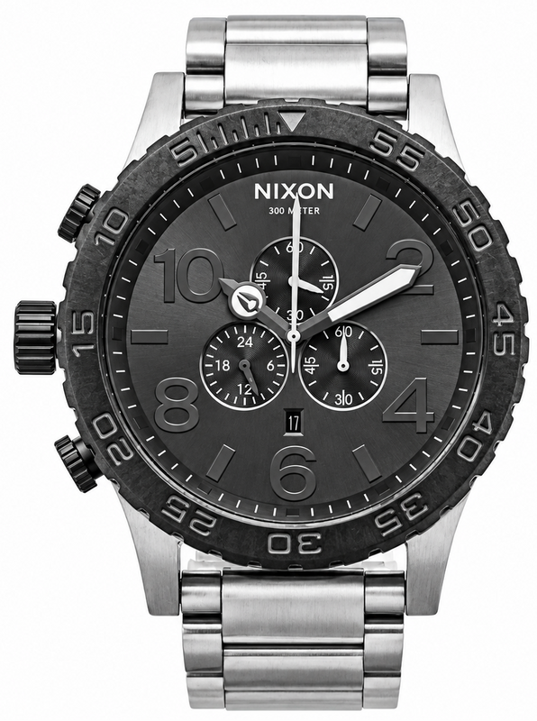 Nixon 51-30 Chrono Grey Dial Silver Steel Strap Watch for Men - A083-1762