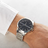 Armani Exchange Hampton AX2103 Men's Chronograph Watch – Black Dial with Silver-Tone Stainless Steel Strap