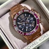 Michael Kors MK6972 Everest Chronograph Quartz Women's Watch – Black Dial & Rose Gold Steel Strap