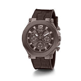 Guess Edge Chronograph Brown Dial Brown Leather Strap Watch For Men - GW0492G2