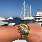 Nixon 51-30 Chrono Gold Dial Gold Steel Strap Watch for Men - A083-502