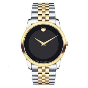 Movado Museum Classic Black Dial Two Tone Steel Strap Watch For Women - 0606605