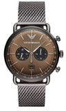 Emporio Armani AR11141 Aviator Men's Watch – Brown Dial & Grey Mesh Bracelet