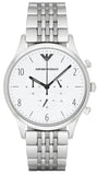 Emporio Armani AR1879 Classic Chronograph Men's Watch – Silver Dial & Silver Steel Strap