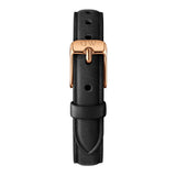 Daniel Wellington Quadro Sheffield Black Dial Black Leather Strap Watch For Women - DW00100435