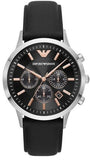 Emporio Armani AR11431 Giovanni Analog Men's Watch – Black Dial with Black Leather Strap