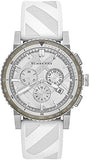 Burberry BU9810 The City Chronograph Men's Watch – Silver Dial & White Rubber Strap