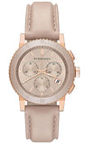 Burberry Chronograph Women's Watch BU9704 with Rose Gold Dial & Beige Leather Strap