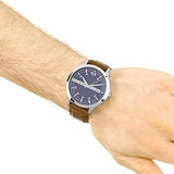 Armani Exchange Hampton AX2133 Men's Chronograph Watch – Blue Dial with Brown Leather Strap