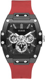Guess GW0203G4 Phoenix Multifunction Men's Watch – Black Dial & Red Rubber Strap