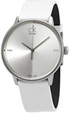 Calvin Klein K2Y2X1KW Accent Quartz Men's Watch – Silver Dial & White Leather Strap