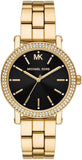 Michael Kors MK7345 Corey Three-Hand Quartz Women's Watch – Black Dial & Gold Steel Strap