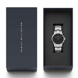 Daniel Wellington DW00100206 Iconic Link Women’s Watch – Black Dial with Silver Stainless Steel Strap