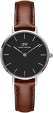 Daniel Wellington DW00100237 Classic Petite St Mawes Women’s Watch – Black Dial with Brown Leather Strap