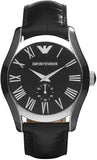 Emporio Armani AR0643 Valente Men's Watch – Black Dial & Black Leather Strap