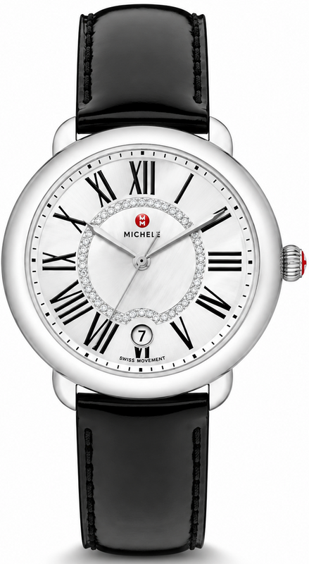 Michele Serein Mother of Pearl Dial Black Leather Strap Watch for Women - MWW21B000011