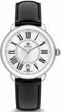 Michele Serein Silver Dial Black Leather Strap Watch for Women - MWW21B000011