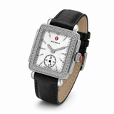 Michele Deco Silver Dial Black Leather Strap Watch For Women - MWW06V000005