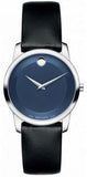 Movado 0606611 Museum Women's Watch – Blue Dial & Black Leather Strap