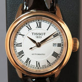 Tissot T085.207.36.013.00 T-Classic Carson Women's Watch – White Dial & Brown Leather Strap