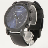 Emporio Armani Luigi Analog Blue Dial Black Leather Strap Watch For Men - AR11351
