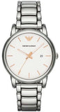 Emporio Armani AR90000 Quartz Men's Watch – White Dial & Silver Steel Bracelet