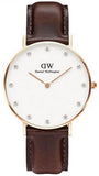 Daniel Wellington DW00100153 Classic Sheffield Women’s Watch – White Dial with Brown Leather Strap