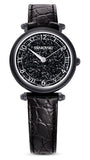 Swarovski 5664311 Crystalline Wonder Women's Watch – Black Dial & Black Leather Strap