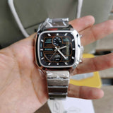 Fossil Retro Analog-Digital Black Dial Silver Steel Strap Watch for Men - FS5890