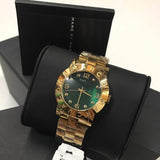 Marc Jacobs Amy Green Dial Gold Steel Strap Watch for Women - MBM8609