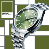 Citizen x Pantone NJ0158-89Z Men's Automatic Watch – Peaceful Green Dial with Silver Steel Strap