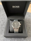 Hugo Boss Companion Black Dial Silver Steel Strap Watch for Men - 1513652