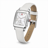 Michele Deco Mother of Pearl Dial White Leather Strap Watch For Women - MWW06V000012