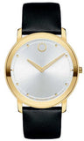 Movado 606695 TC Men's Watch – Silver Dial & Black Leather Strap