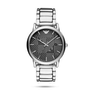 Emporio Armani Classic Quartz Grey Dial Silver Steel Strap Watch For Men - AR11134