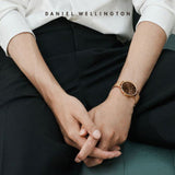 Daniel Wellington Petite Melrose Brown Dial Rose Gold Mesh Strap Watch For Women - DW00100477