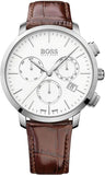 Hugo Boss 1513263 Slim Chronograph Men's Watch – White Dial & Brown Leather Strap