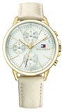Tommy Hilfiger 1781790 Carly Quartz Women's Watch – Silver Dial & Cream Leather Strap