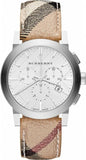 Burberry The City Chronograph Men's Watch BU9360 with White Dial & Haymarket Leather Strap