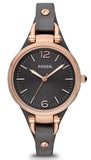 Fossil ES3077 Georgia Women's Watch – Smoke Grey Dial & Grey Leather Strap
