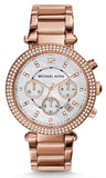 Michael Kors MK5491 Parker Women's Watch – White Dial with Diamonds & Rose Gold Steel Bracelet