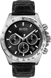 Hugo Boss 1513752 Hero Chronograph Men's Watch – Black Dial & Black Leather Strap
