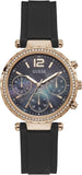 Guess GW0113L2 Solstice Diamonds Quartz Women's Watch – Black Mother of Pearl Dial & Black Rubber Strap