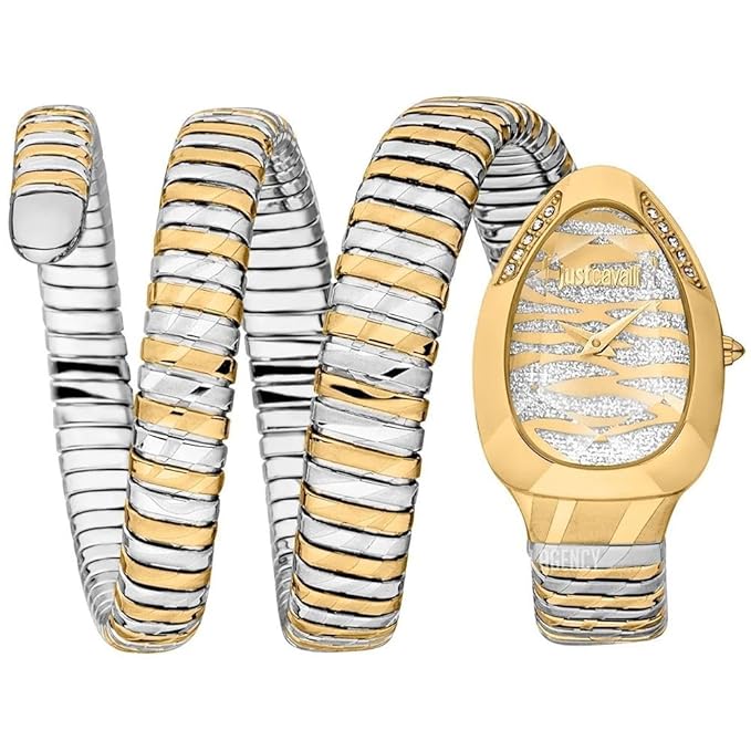 Just Cavalli Taglio Silver Dial Two Tone Steel Strap Watch for Women - JC1L226M0055