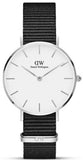 Daniel Wellington DW00100254 Classic Petite Cornwall Women's Watch – White Dial & Black NATO Strap