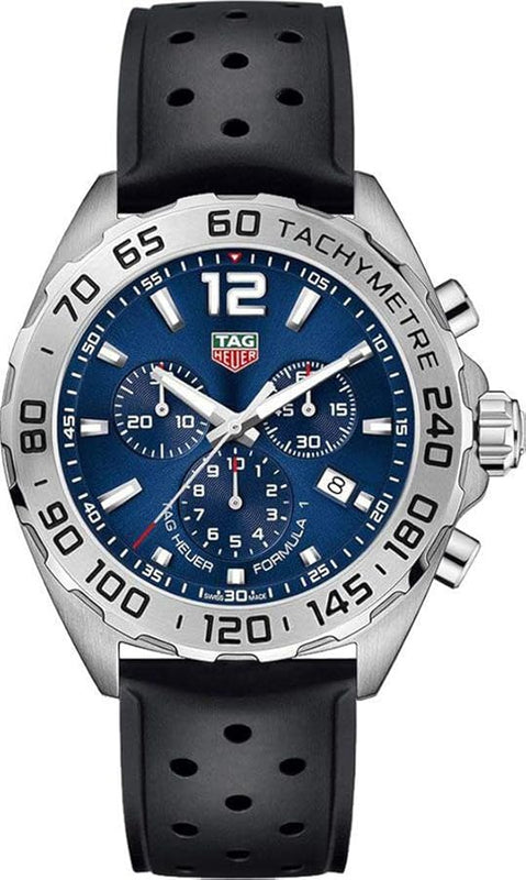 Tag Heuer Formula 1 Chronograph Blue Dial Black Rubber Strap Watch for Men - CAZ101K.FT8024