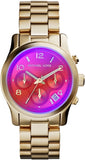 Michael Kors MK5939 Runway Quartz Women's Watch – Iridescent Pink Dial & Gold Steel Strap