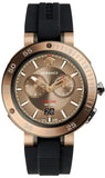 Versace VCN030017 V-Extreme Chronograph Men's Watch – Brown Tone Dial & Black Rubber Strap