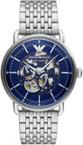 Emporio Armani AR60024 Aviator Multifunction Men's Watch – Blue Dial with Silver Mesh Bracelet