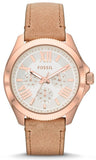 Fossil AM4532 Cecile Women's Watch – White Dial & Beige Leather Strap